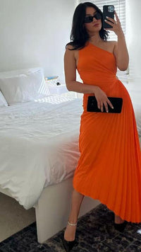 Thumbnail for One Shoulder Pleated Maxi Dress