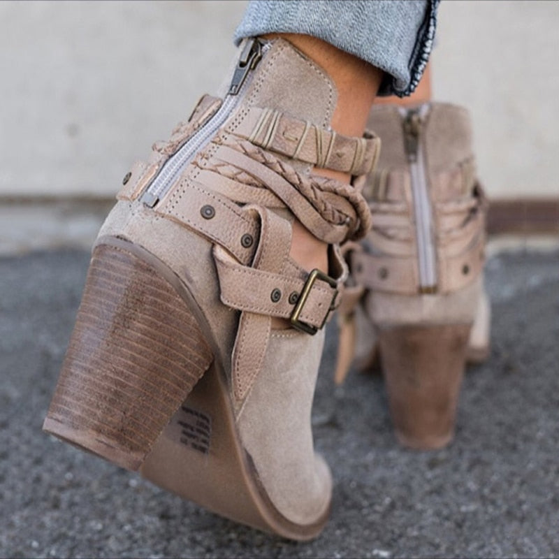 Buckle Strap Ankle Boots