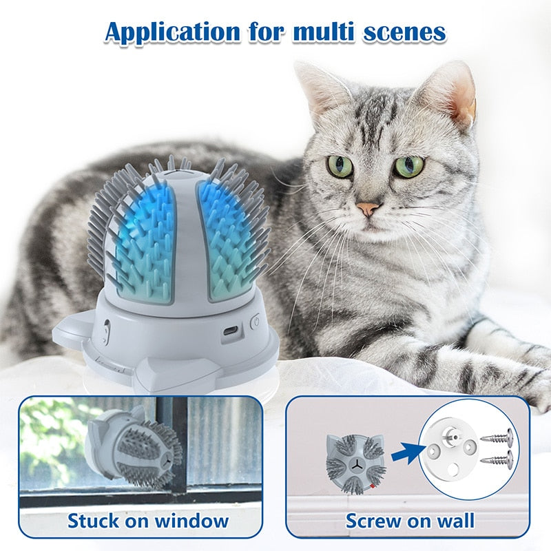 KatKleene - Cat Self Groomer with Catnip Automatic Rotating Cat Massager