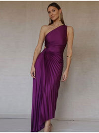 Thumbnail for One Shoulder Pleated Maxi Dress